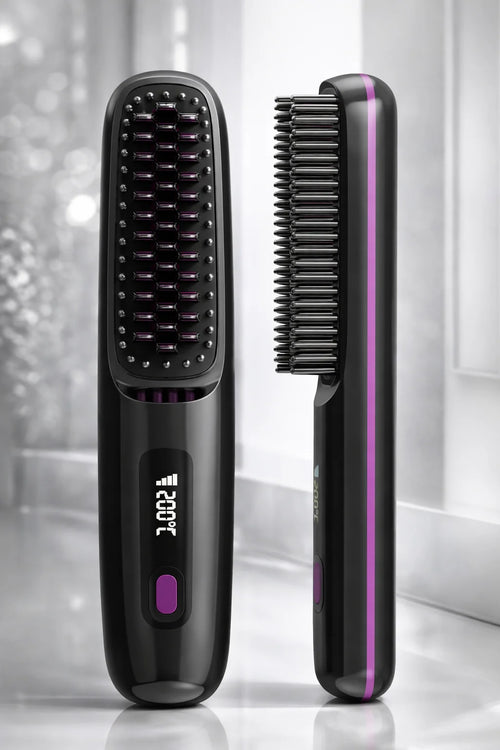 brosse lissante sans fil pour les cheveux noir