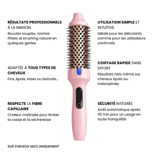 Les caractéristiques de la brosse thermique lissante & bouclante LumyHair